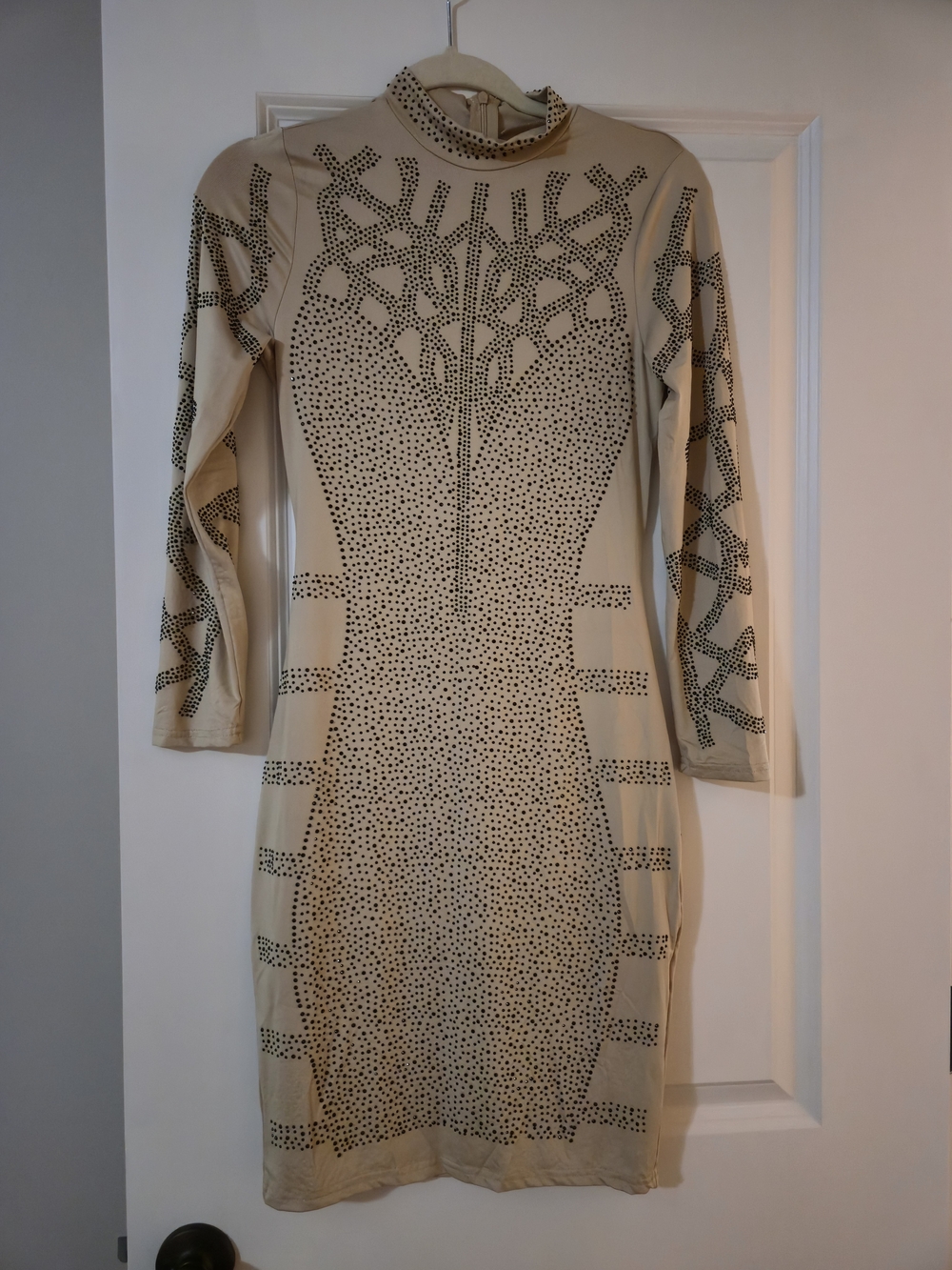 COCKTAIL Beige Studded Bodycon Dress Size Small